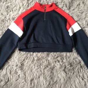 H&M half zip crop top